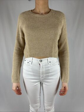 BCBGMaxAzria Tan Cropped Sweater size M